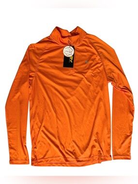 TBMPOY Long-Sleeve Quarter-Zip Performance Shirt Men’s Small Orange UPF 50 NEW